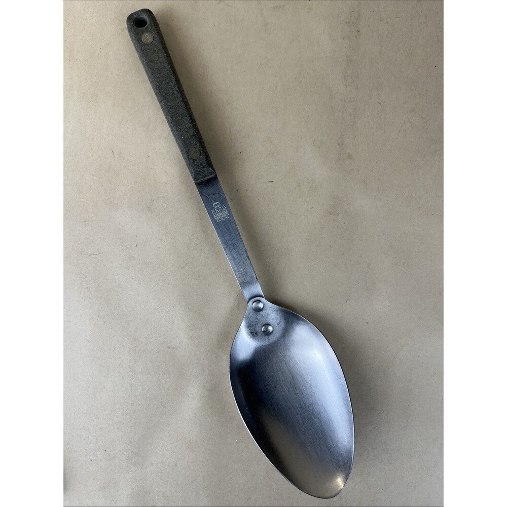 Vintage EKCO Stainless Vanadium Solid Serving Spoon Utensil 11.5" USA Made‎